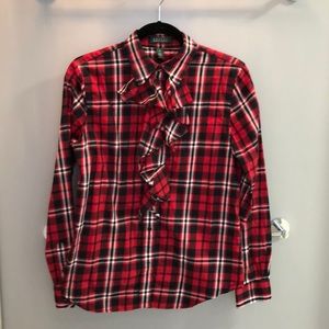 Lauren Ralph Lauren women red checkered shirt